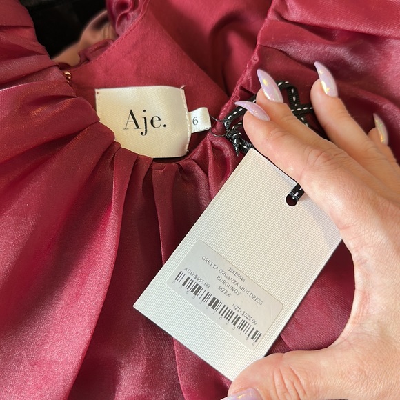 NWT Aje Greta Tie Dress (AUS 6/US 2) Burgundy - Picture 9 of 9